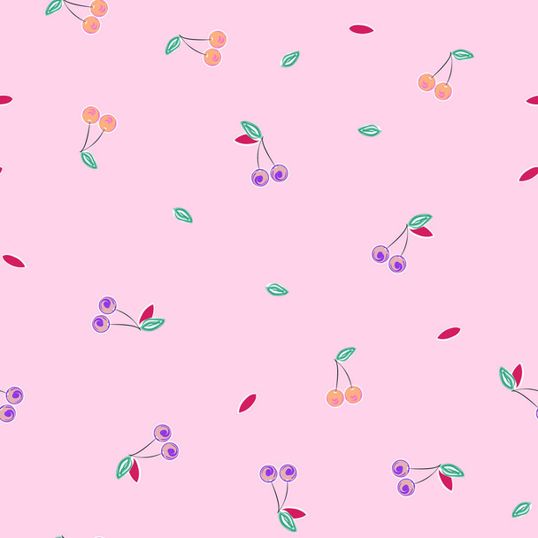 Berry seamless pattern with cherry. Background with cherries. - ベクター画像