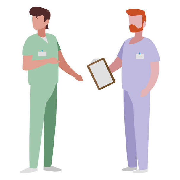 male medicine workers with uniforms - Vector, Image