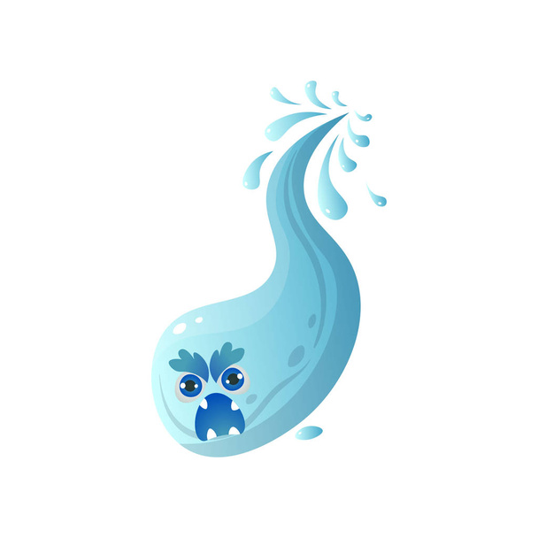 Game fury water monster with open mouth, teeth - Vector, Image