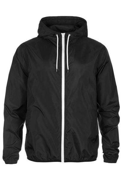 Zipped black windbreaker jacket isolated on white background - Photo, Image