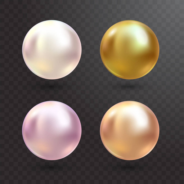 Vecteur réaliste de perles varicolores sur fond transparent. Perle précieuse en forme de sphère. Perle est luxueuse illustration en pierre brillante
 - Vecteur, image