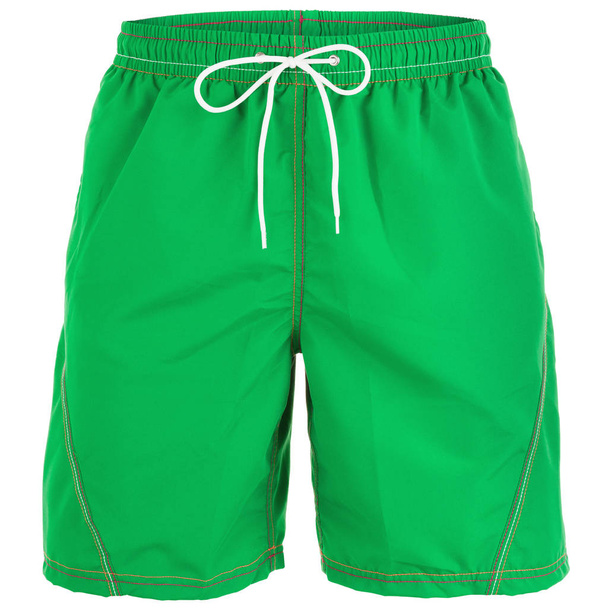 Green men shorts for swimming isolated on white background - Photo, Image