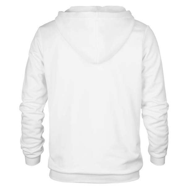 Achterkant van witte sweater met kap geïsoleerd op witte achtergrond  - Foto, afbeelding
