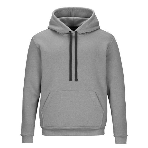Front of grey sweatshirt with hood isolated on white background  - Photo, Image