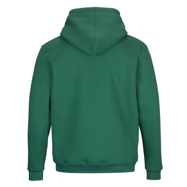 Achterkant van groene sweater met kap geïsoleerd op witte achtergrond  - Foto, afbeelding