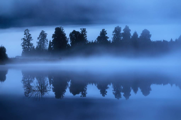 vista panorámica de los árboles reflejándose en el agua bajo el cielo nublado
 - Foto, imagen