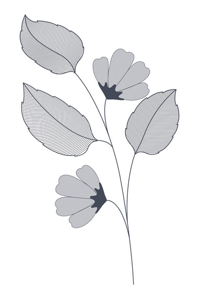 flores con ramas y hojas icono aislado
 - Vector, imagen