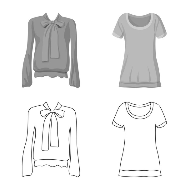 Vector design of woman and clothing symbol. Set of woman and wear stock symbol for web. - Vecteur, image