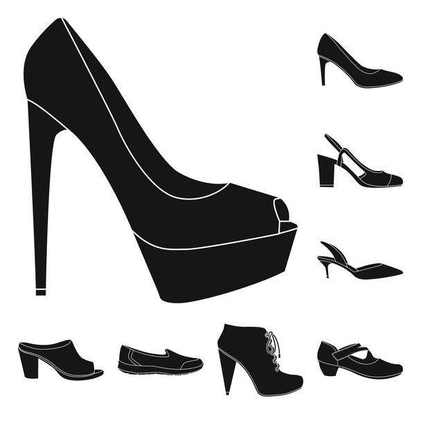 Isolated object of footwear and woman icon. Collection of footwear and foot stock symbol for web. - Vektör, Görsel
