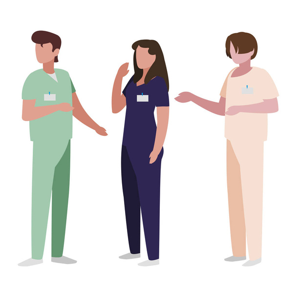 group medicine workers with uniform characters - Vector, Image