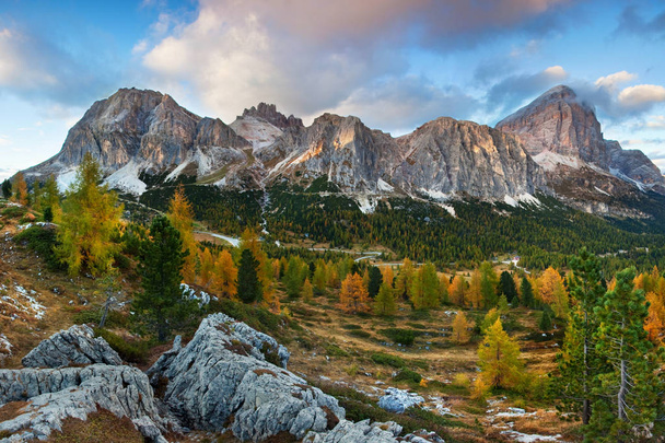 scenic view of Dolomite Alps, Tofana di Mezzo mountain range, Italy, Europe - Photo, Image
