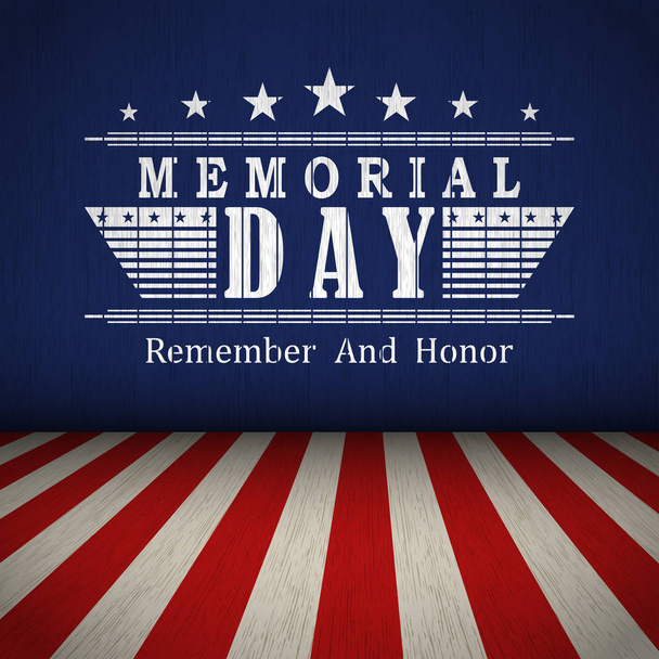 Memorial Day background with US national flag, stars and stripes. Template for Memorial Day invitation, greeting card, banner and advertising. Vector. - Vector, Image
