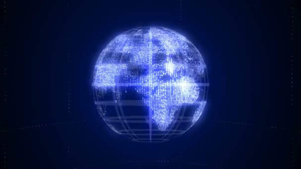 グローバルテクノロジーの世界地図、地球世界地図アイコン、3Dレンダーバックグローン - 映像、動画
