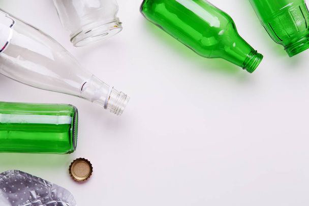 Selection of glass garbage for recycling. Concept of recycling - 写真・画像