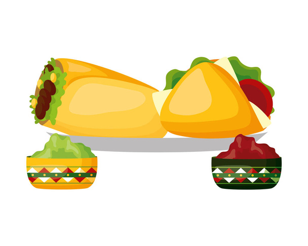 Mexikói burrito taco mártások - Vektor, kép