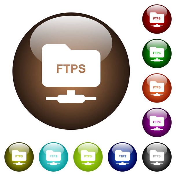 FTP over SSL kleur glas knoppen - Vector, afbeelding