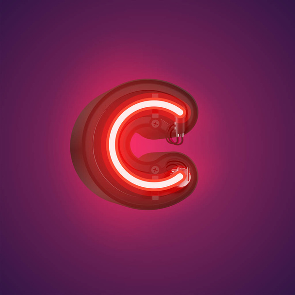 Realistic neon character from a set with console, vector illustration - Vettoriali, immagini