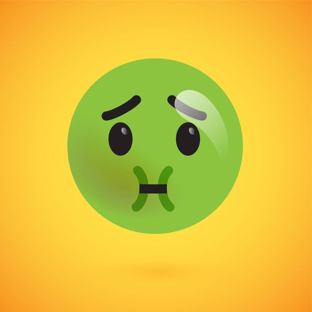 Realistic yellow emoticon in front of a yellow background, vector illustration - Vektor, obrázek