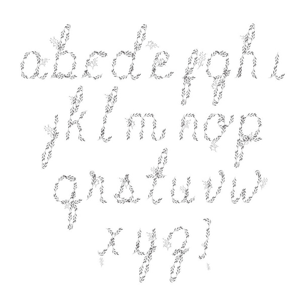 alphabet type font with leafs - Vector, Image
