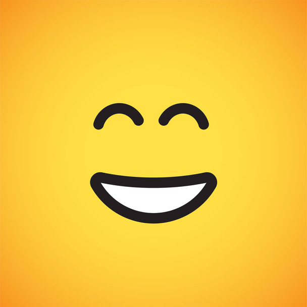 Realistic yellow emoticon in front of a yellow background, vector illustration - Vector, Imagen