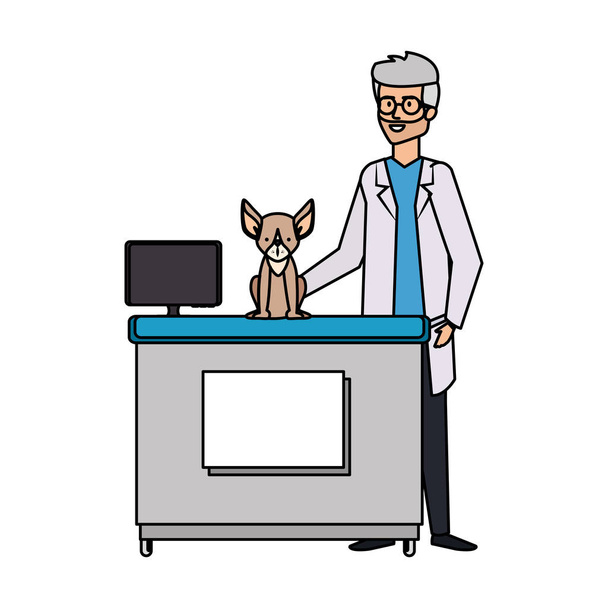 médecin vétérinaire masculin avec chien
 - Vecteur, image