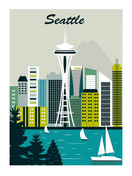 Seattle. Space Needle. Vector - Vector, Image