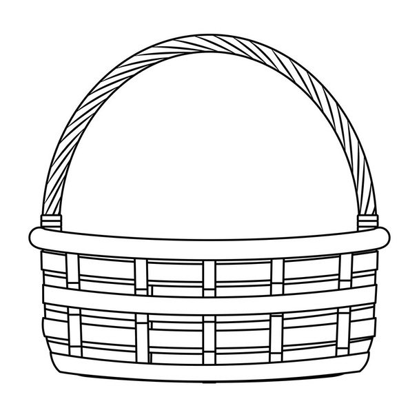 wicker basket icon black and white - Vector, Image