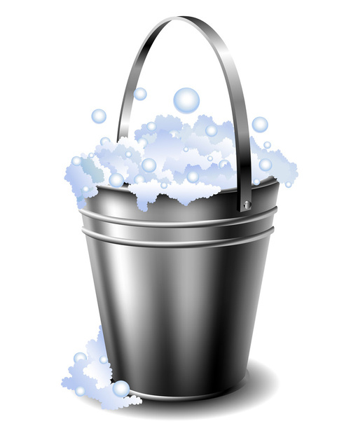 Metal bucket with foam - Vector, Image