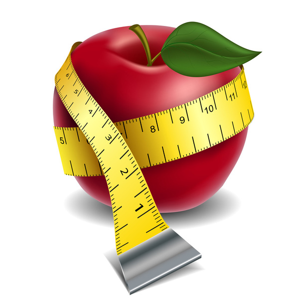 manzana con cinta métrica - Vector, Imagen