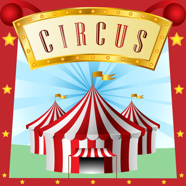 Circus achtergrond met tent - Vector, afbeelding