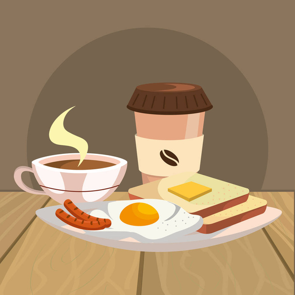 heerlijk smakelijk ontbijt cartoon - Vector, afbeelding