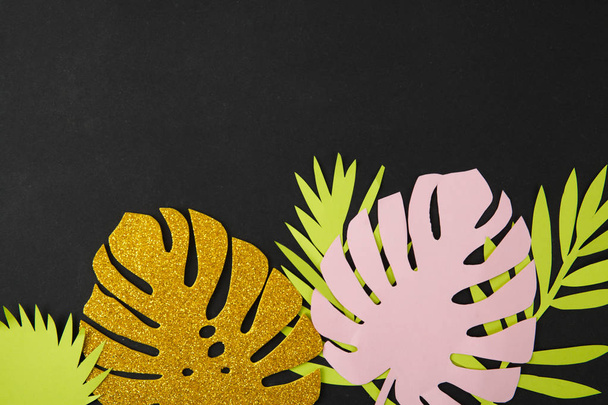 pattern of pink tropical palm leaves of monstera - Valokuva, kuva