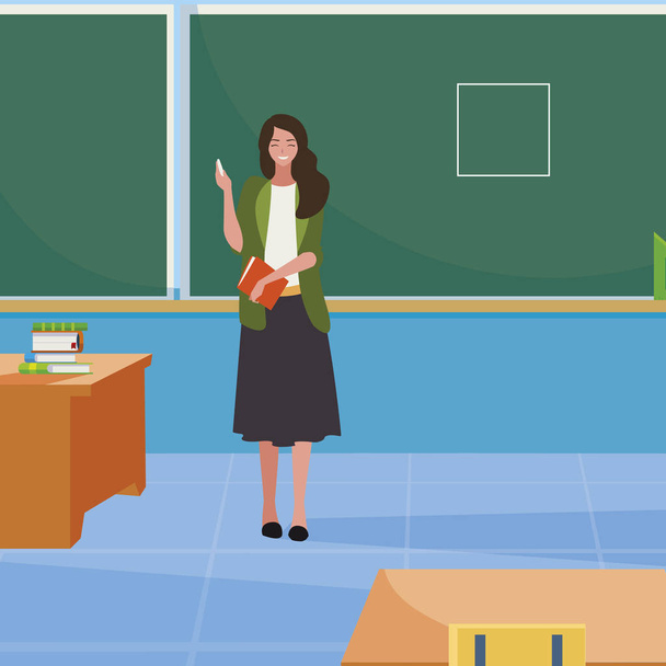 教室の性格の女性教師 - ベクター画像
