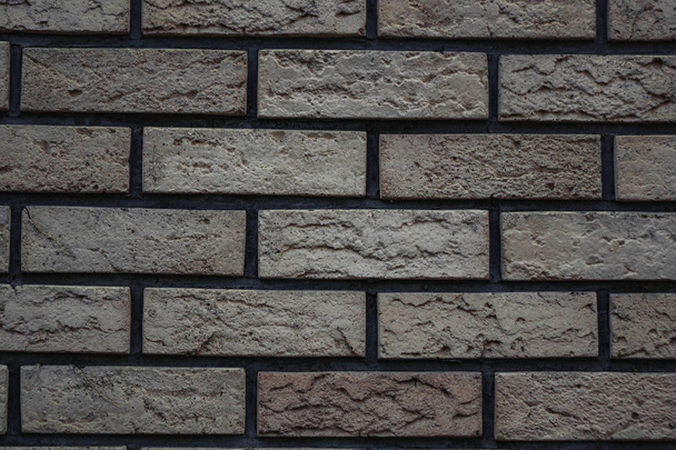 white wall of bricks with a gray tint brick background - Foto, afbeelding