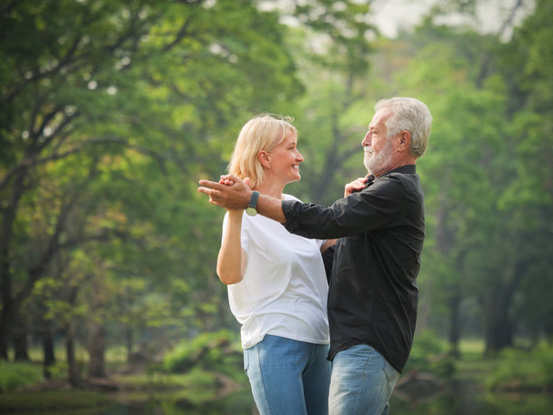 Portrait of Senior couple retirement Man and woman danching  in  - Foto, Imagem