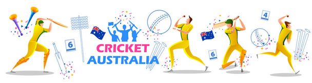 Játékos batsman és Bowler a Team Australia játék krikett bajnoki sport - Vektor, kép