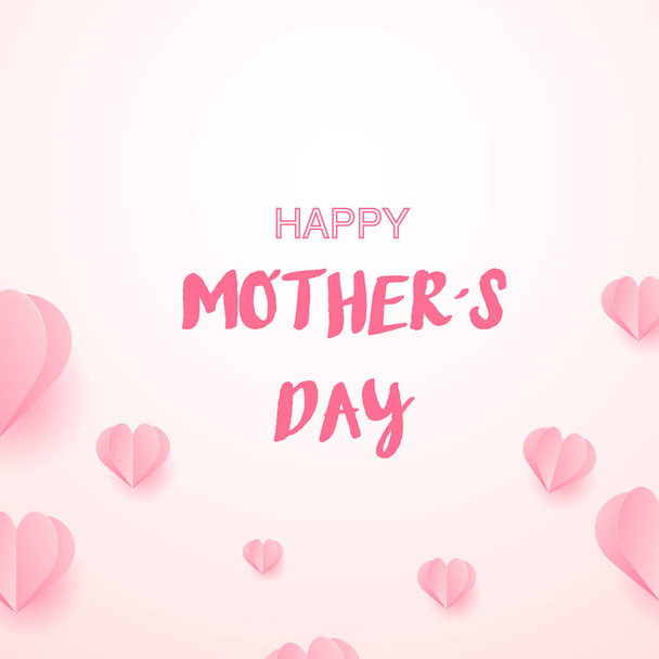 Boldog anyák napja rózsaszín szívvel. Vektor - Vektor, kép