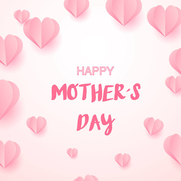 Happy Mothers day with pink hearts. Vector - Vector, Image