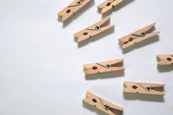 Close up concept Wooden clamping isolated on white background. - Valokuva, kuva
