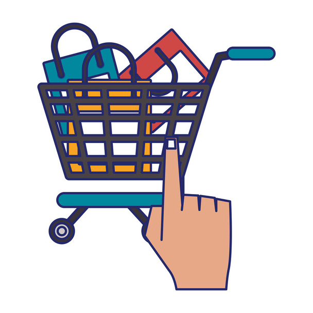 Online alışveriş sepeti mavi çizgiler - Vektör, Görsel