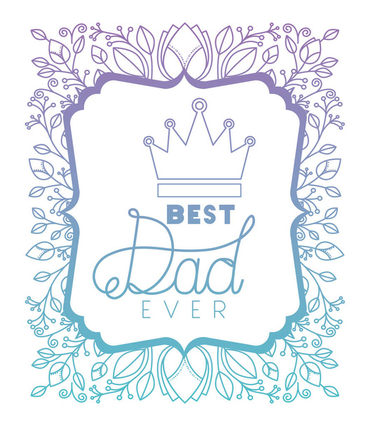 fathers day frame with leafs and crown - Vector, Image