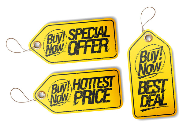 Buy now, special offer tag, hottest price tag and best deal tag - Vector, Image