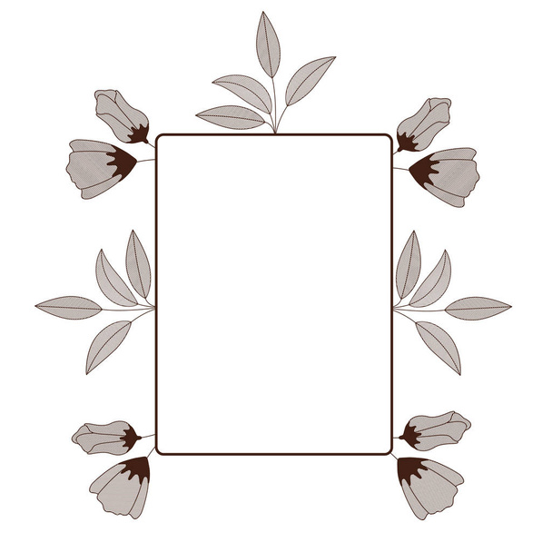 frame with flowers isolated icon - Wektor, obraz