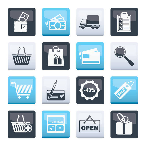 Shopping and website icons over color background - vector icon set - Vektor, kép
