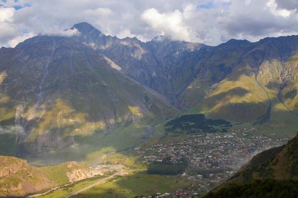 View of Caucasus mountains near Kazbek peak, Georgia - Foto, Imagen