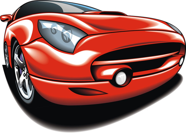 mijn oorspronkelijke ontwerp van de auto in het rood - Vector, afbeelding