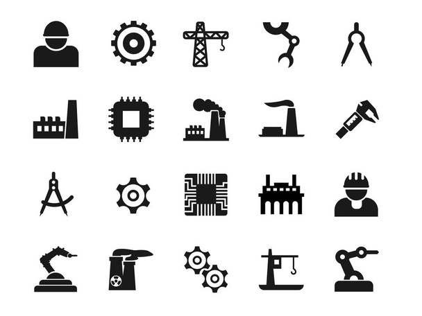 building icons black and white icons set - Vector, Image