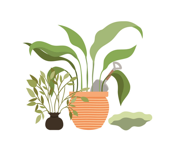 鉢植えの孤立したアイコンを持つハウスプラント - ベクター画像
