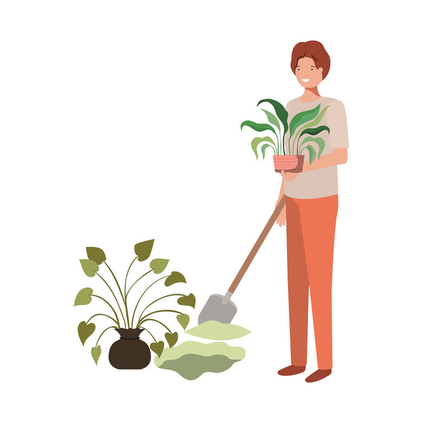 man with tree to plant avatar character - Vector, Image
