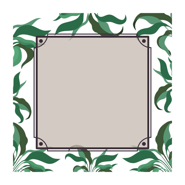 frame with foliage isolated icon - Διάνυσμα, εικόνα